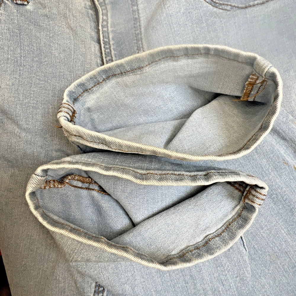 Origin USA Fighter Fit D68 Jeans Men 32x32 USA Made Light Wash Distressed Denim - Picture 11 of 16